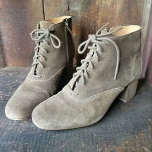 Madewell Macey lace-up suede heeled booties
